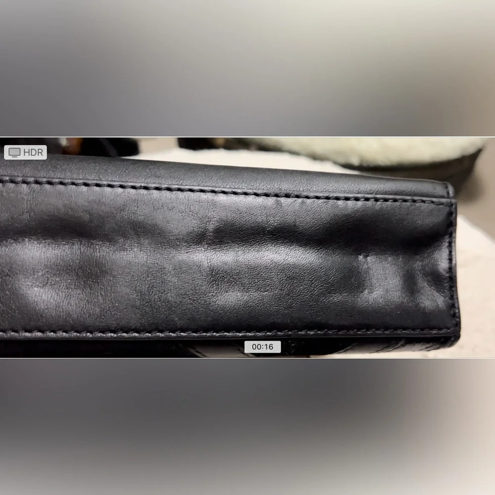 DVF Diane Von Furstenberg Black Suede Leather Gold Chain Handbag / Clutch